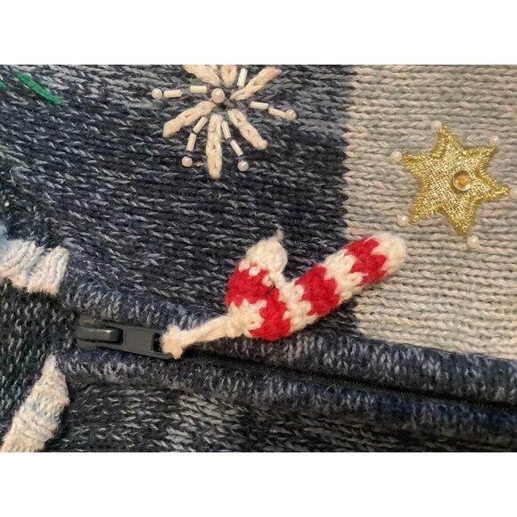 Carly St. Claire Womens XL Ugly Christmas Snowman Cardigan Sweater Blue -- Read - Picture 12 of 16